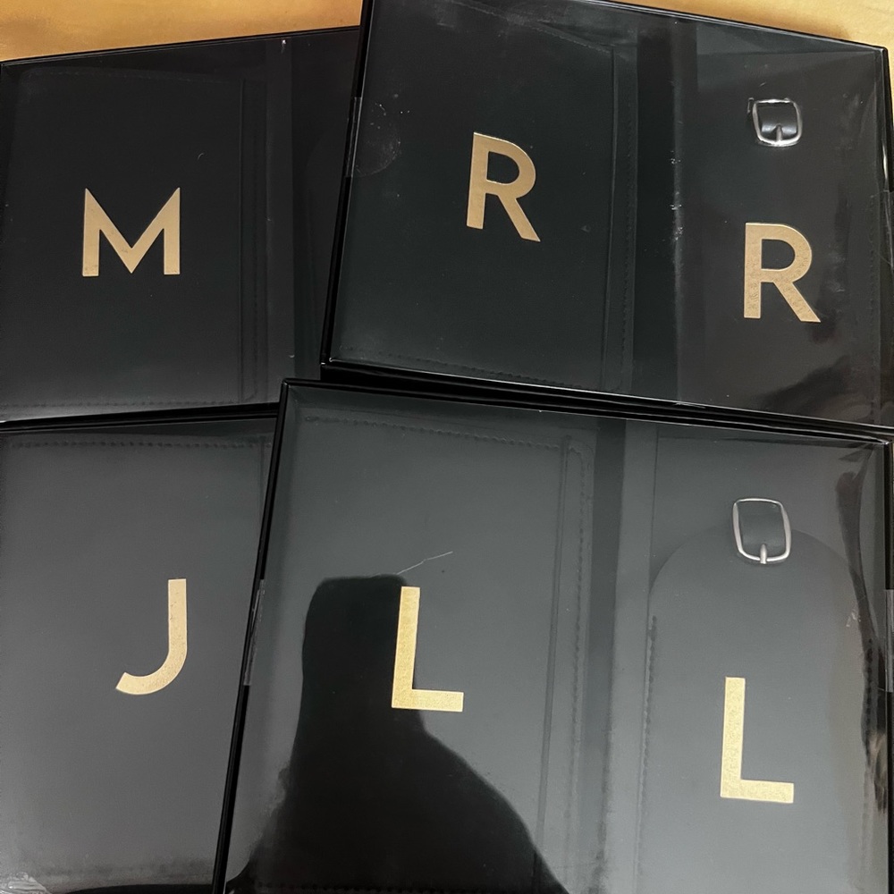 Passport and Luggage Initial Tags. Black & Gold Lettering .. Request Letter !